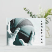 Invitation Bar de basket-ball Vintage Mitzvah (Debout devant)