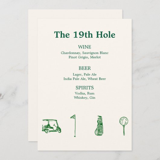 Invitation Bar de golf (Devant / Derrière)