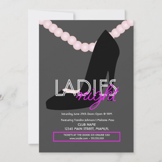 Invitation Bar de nuit pour dames talons perles Flyer (Devant)