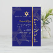 Invitation Bar élégant Mitzvah/bleu foncé/or (Debout devant)