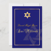 Invitation Bar élégant Mitzvah/bleu foncé/or (Dos)