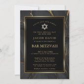 Invitation Bar en marbre noir moderne Mitzvah (Devant)