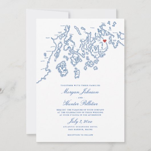 Invitation Bar Harbour Maine All-in-One QR code RSVP Mariage (Devant)
