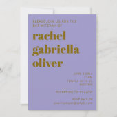 Invitation Bar Mitsva Violet Or Simple Gras Élegant (Devant)