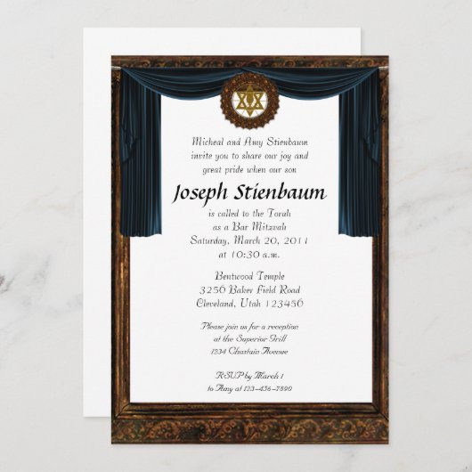 Invitation Bar Mitzvah (Devant / Derrière)
