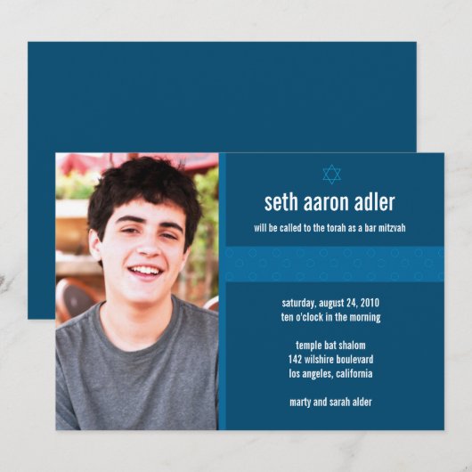 Invitation Bar Mitzvah (Devant / Derrière)