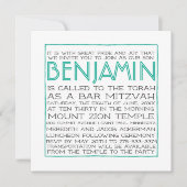 Invitation Bar Mitzvah - 2018 Pantone Arcadia (Devant)