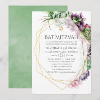 Bar Mitzvah aquarelle géométrique succulente