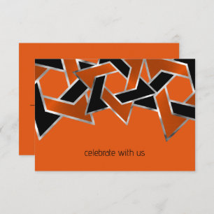 Invitation Bar Mitzvah Argent Orange Black Star de David