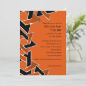 Invitation Bar Mitzvah Argent Orange Black Star de David (Debout devant)