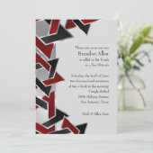 Invitation Bar Mitzvah Argent rouge étoile noire de David (Debout devant)