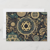 Invitation Bar Mitzvah Arrière - plan Abstrait Design Bleu Be (Dos)
