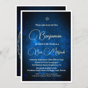 Invitation Bar Mitzvah Astral céleste étoile de lune David