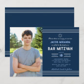Invitation Bar Mitzvah avec photo (Devant / Derrière)