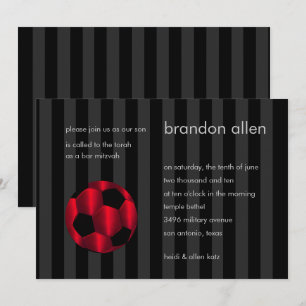 Invitation Bar Mitzvah Balle de football rouge et noir