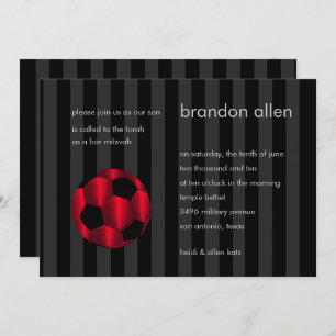Invitation Bar Mitzvah Balle de football rouge et noir