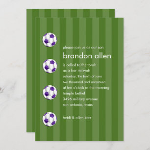 Invitation Bar Mitzvah Balle de football violet et blanc