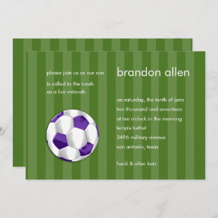 Invitation Bar Mitzvah Balle de football violet et blanc