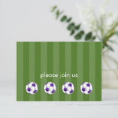 Invitation Bar Mitzvah Balle de football violet et blanc RSVP (Debout devant)