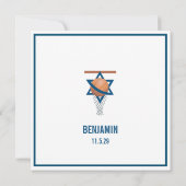 Invitation Bar Mitzvah Basket-ball Juif carré (Dos)