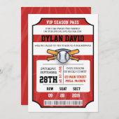 Invitation Bar Mitzvah BILLET DE BASE-BALL (Devant / Derrière)