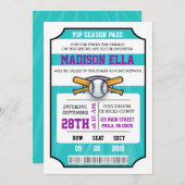 Invitation Bar Mitzvah BILLET DE BASEBALL (Devant / Derrière)