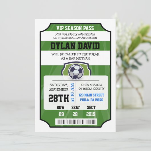 Invitation Bar Mitzvah BILLET VIP FOOTBALL (Debout devant)