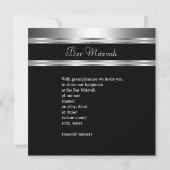 Invitation Bar Mitzvah Black Silver Metal Boy (Dos)