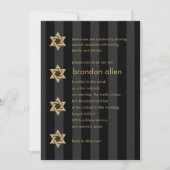 Invitation Bar Mitzvah Black Stripe Gold Star (Devant)