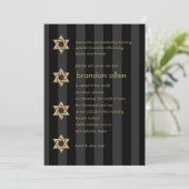 Invitation Bar Mitzvah Black Stripe Gold Star (Debout devant)