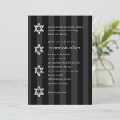 Invitation Bar Mitzvah Black Stripe Silver Star (Debout devant)