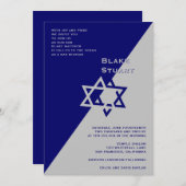 Invitation Bar Mitzvah Blake Blue Silver (Devant / Derrière)
