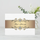 Invitation Bar Mitzvah blanc et or (Debout devant)