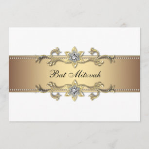 Invitation Bar Mitzvah blanc et or