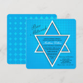 Invitation Bar Mitzvah Bleu (Devant / Derrière)