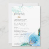 Invitation Bar Mitzvah Bleu Abstrait (Devant)