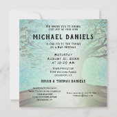 Invitation Bar Mitzvah Bleu et Arbre Vert de la Vie (Dos)