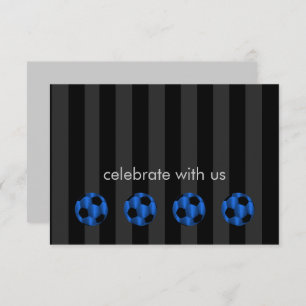 Invitation Bar Mitzvah Bleu et Black Soccer Ball