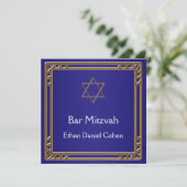 Invitation Bar Mitzvah bleu marine or (Debout devant)