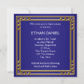 Invitation Bar Mitzvah bleu marine or (Dos)