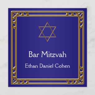 Invitation Bar Mitzvah bleu marine or