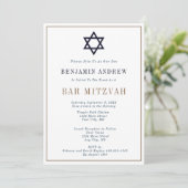 Invitation Bar Mitzvah bleu marine or classique  (Debout devant)