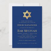 Invitation Bar Mitzvah Bleu Royal Étoile de David Simple (Devant)