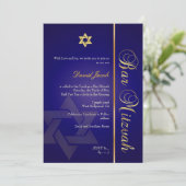 Invitation Bar Mitzvah/ bleu royal/or (Debout devant)