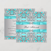 Invitation Bar Mitzvah Bleu Turquoise (Devant / Derrière)