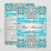 Invitation Bar Mitzvah Bleu Turquoise (Devant / Derrière)