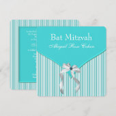 Invitation Bar Mitzvah Bleu Turquoise (Devant / Derrière)