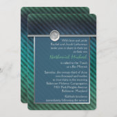 Invitation Bar Mitzvah Bleu, Vert, Argent (Devant / Derrière)