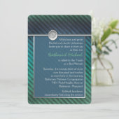 Invitation Bar Mitzvah Bleu, Vert, Argent (Debout devant)