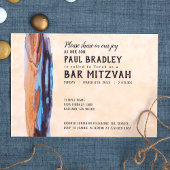 Invitation Bar Mitzvah Bleu Vibrant et Brun Caramel